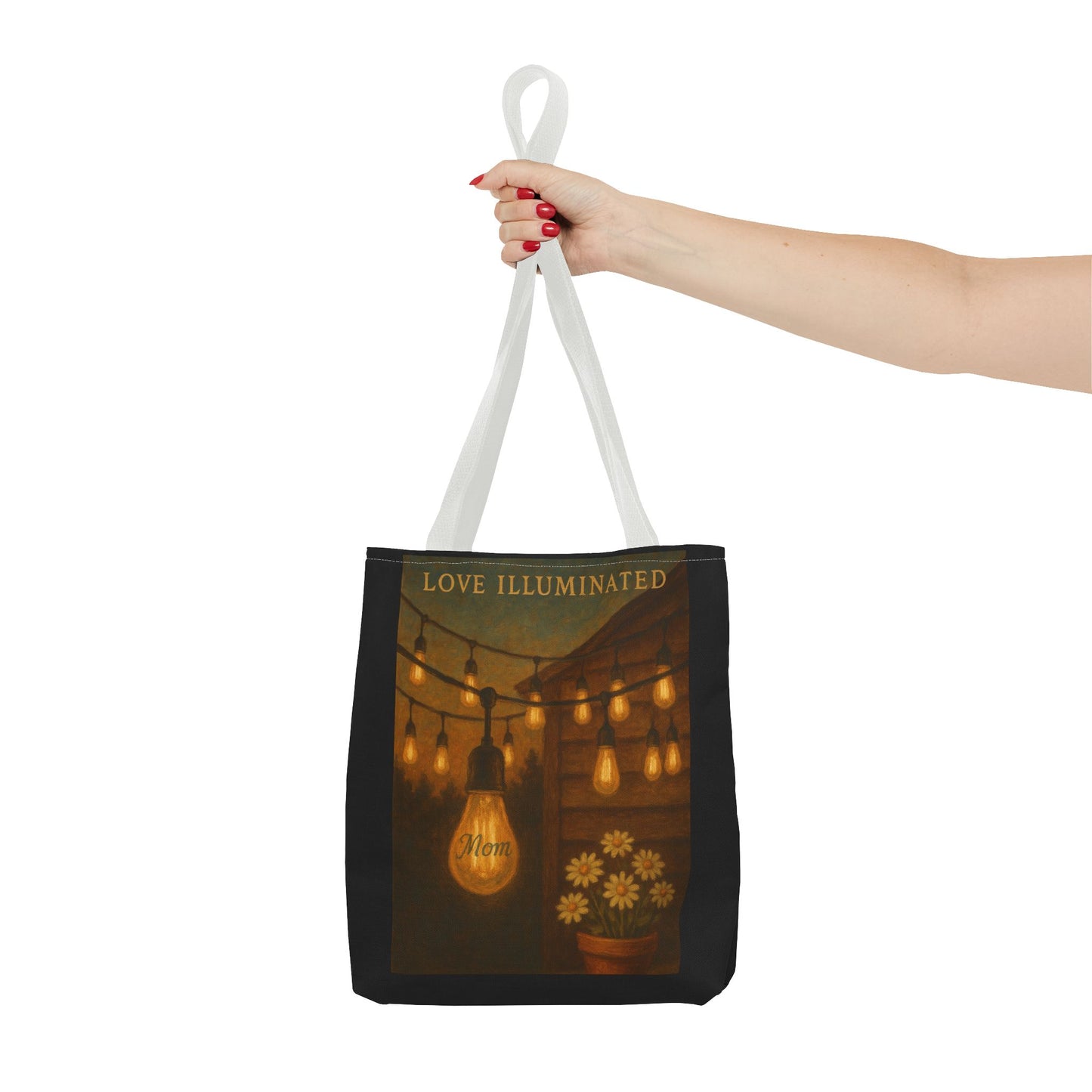 “Love Illuminated” – Vintage-Style Personalized Tote Bag for Mom