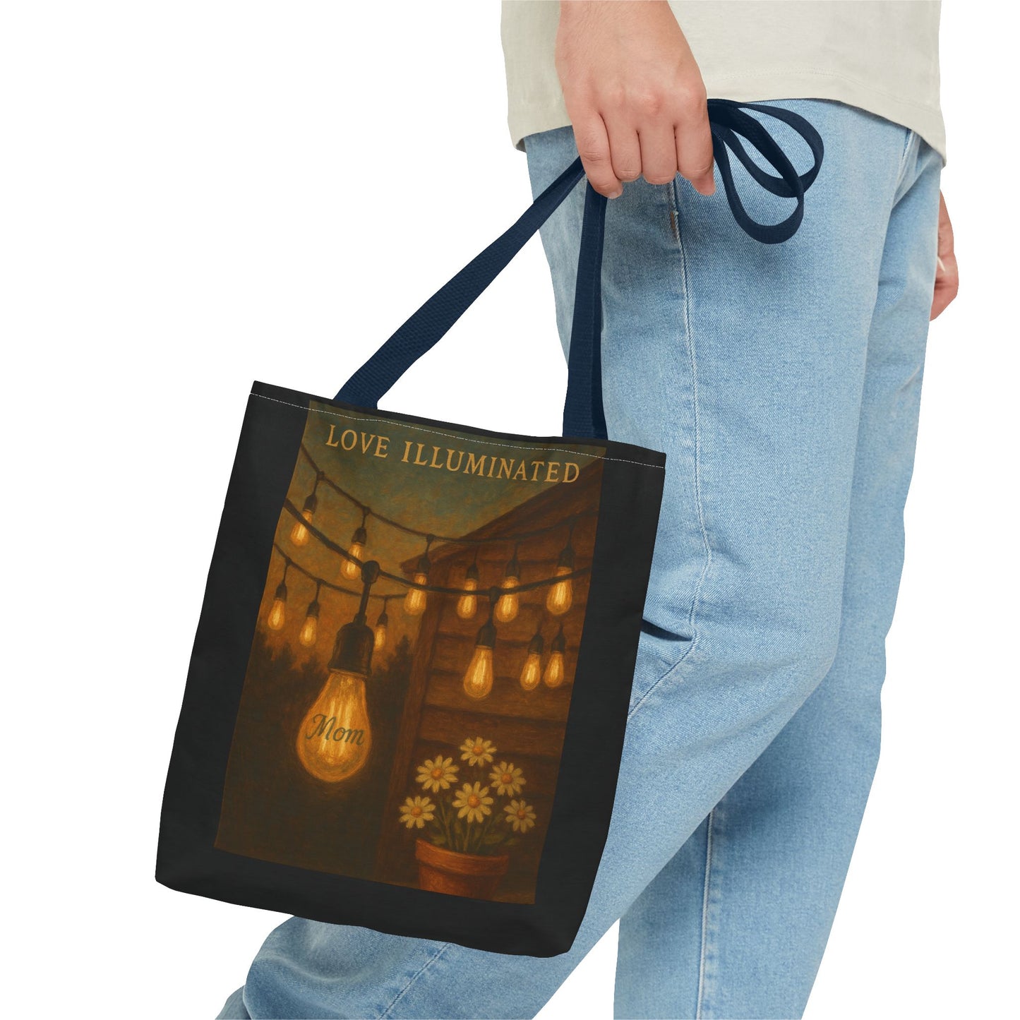 “Love Illuminated” – Vintage-Style Personalized Tote Bag for Mom