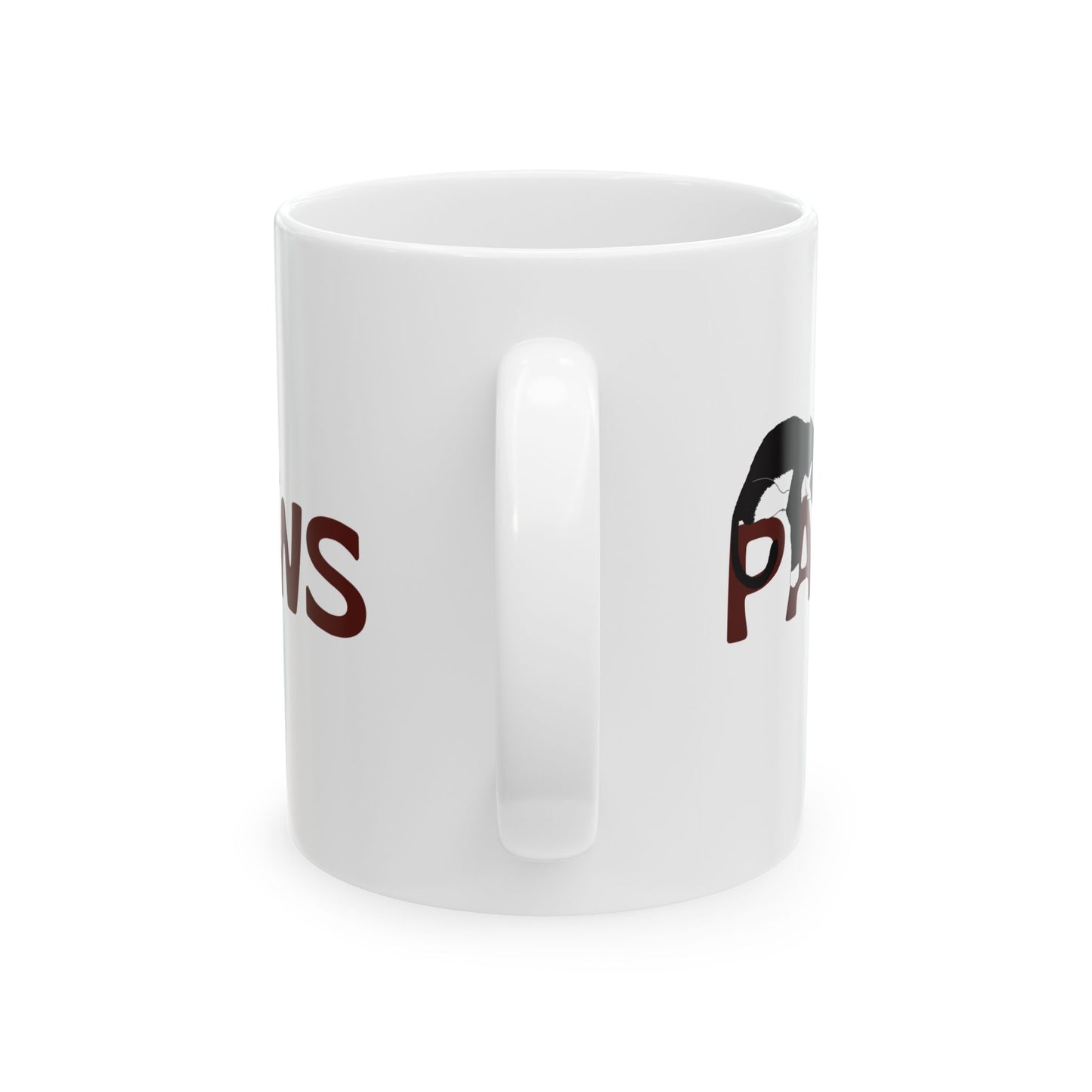 "PAWS Tuxedo Cat Mug – Purrfection in Progress"