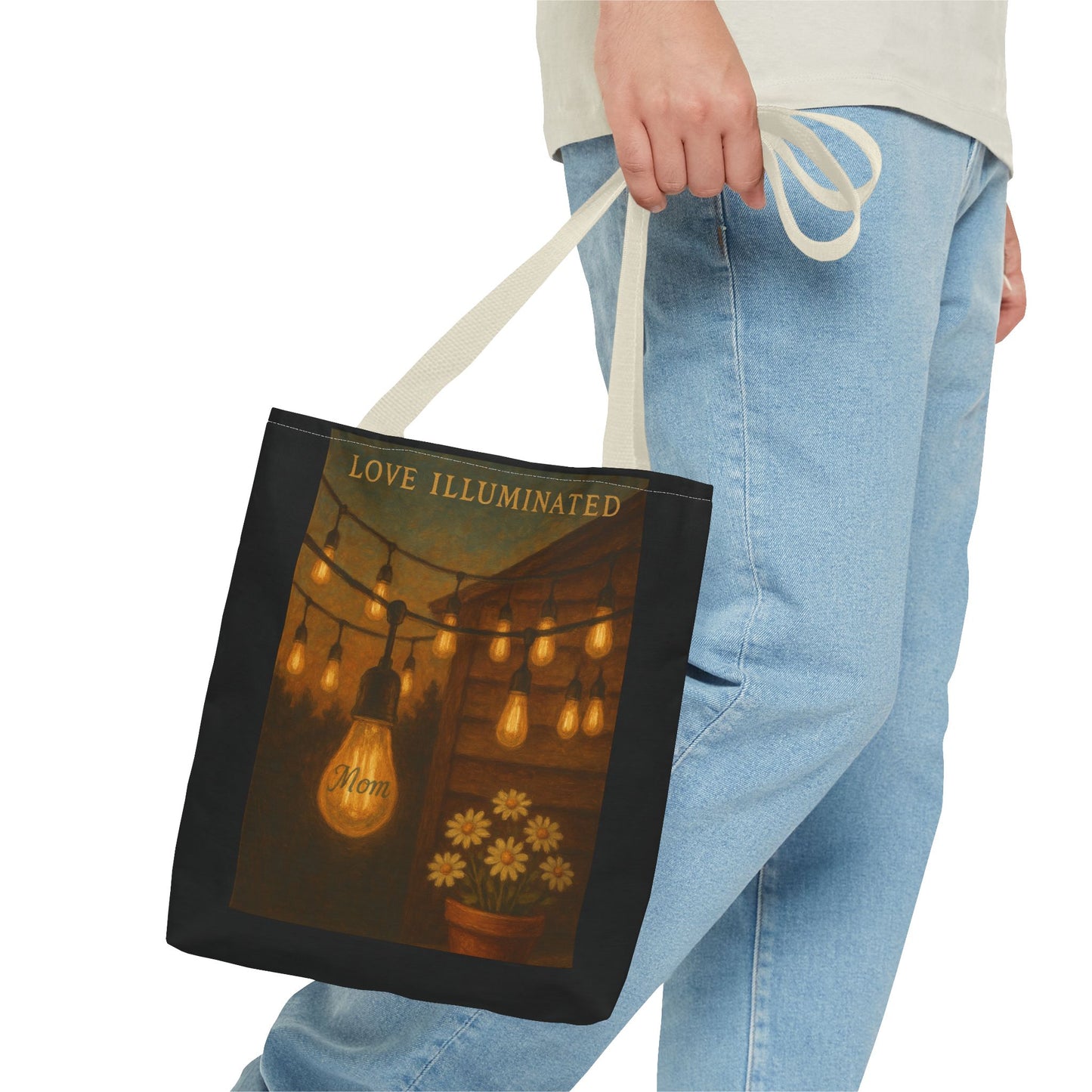 “Love Illuminated” – Vintage-Style Personalized Tote Bag for Mom