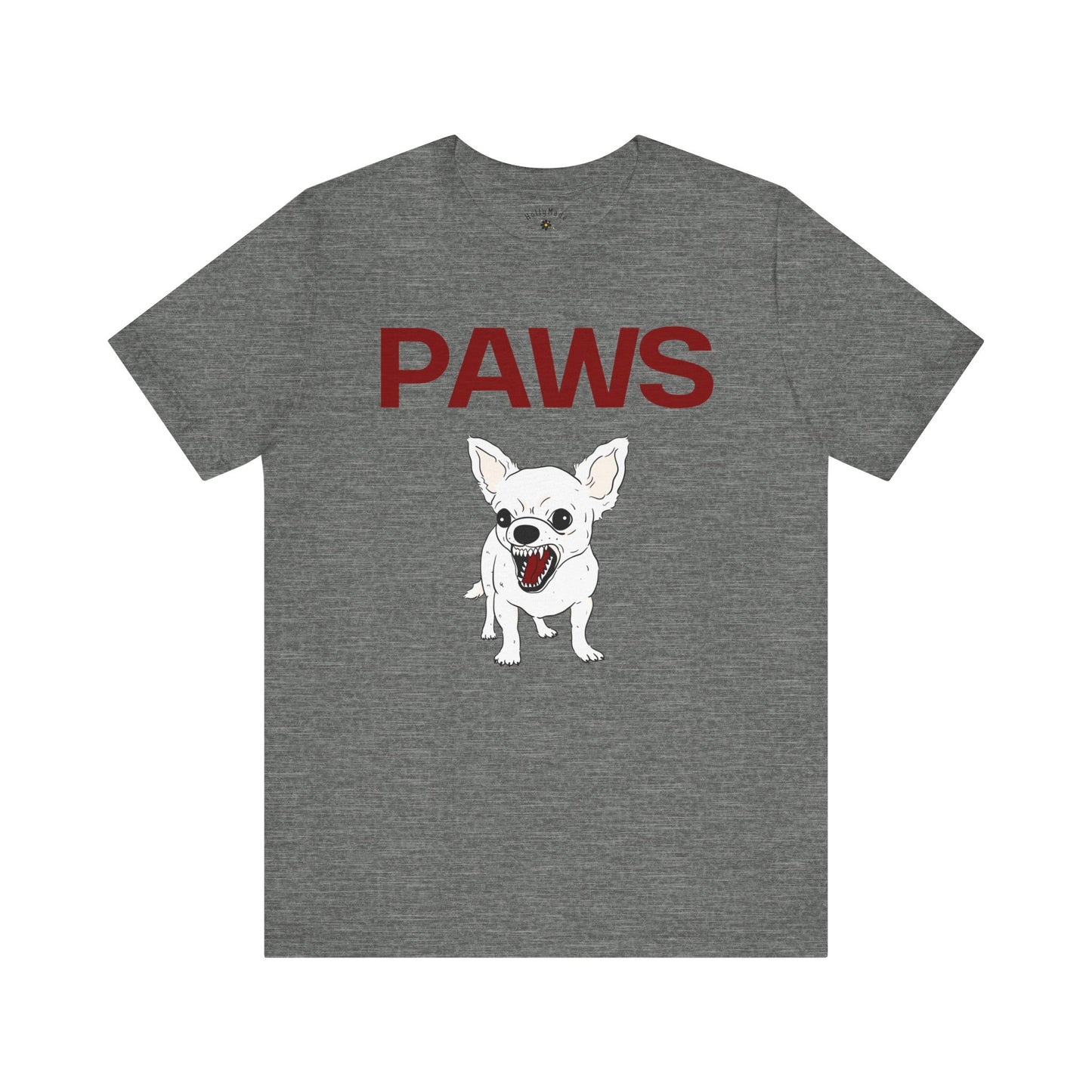 PAWS | Funny Chihuahua Attack T-Shirt | Fierce Tiny Dog Meme Tee Jaws-Inspired Vintage Graphic