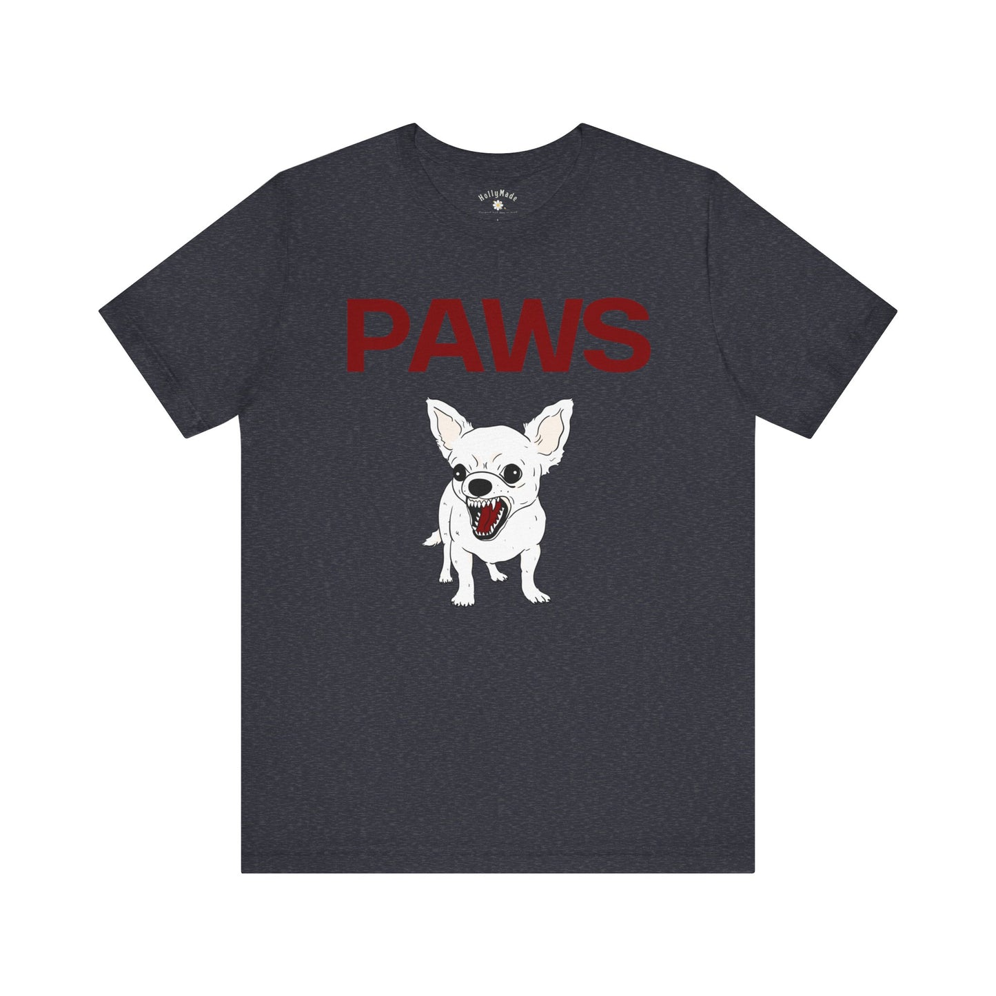 PAWS | Funny Chihuahua Attack T-Shirt | Fierce Tiny Dog Meme Tee Jaws-Inspired Vintage Graphic