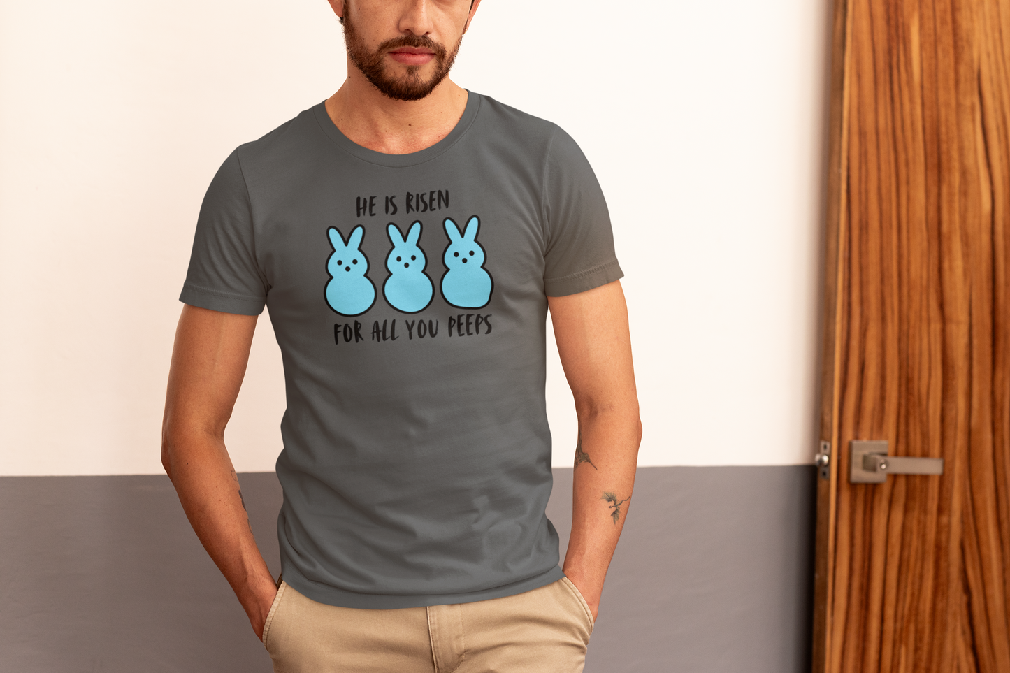 He Is Risen For All You Peeps | Bold Christian Easter Shirt | Funny Peeps Bunny Tee for Spring