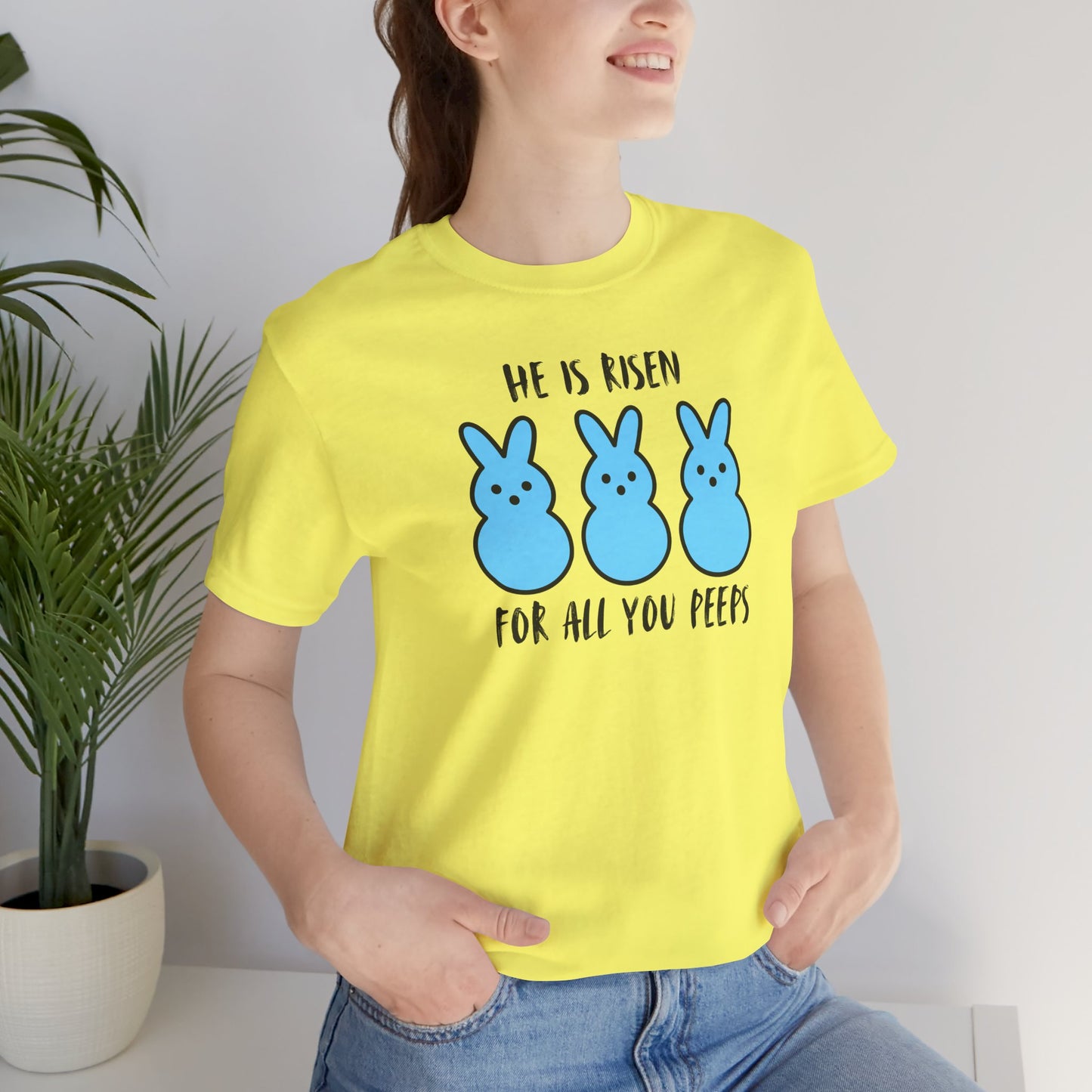 He Is Risen For All You Peeps | Bold Christian Easter Shirt | Funny Peeps Bunny Tee for Spring