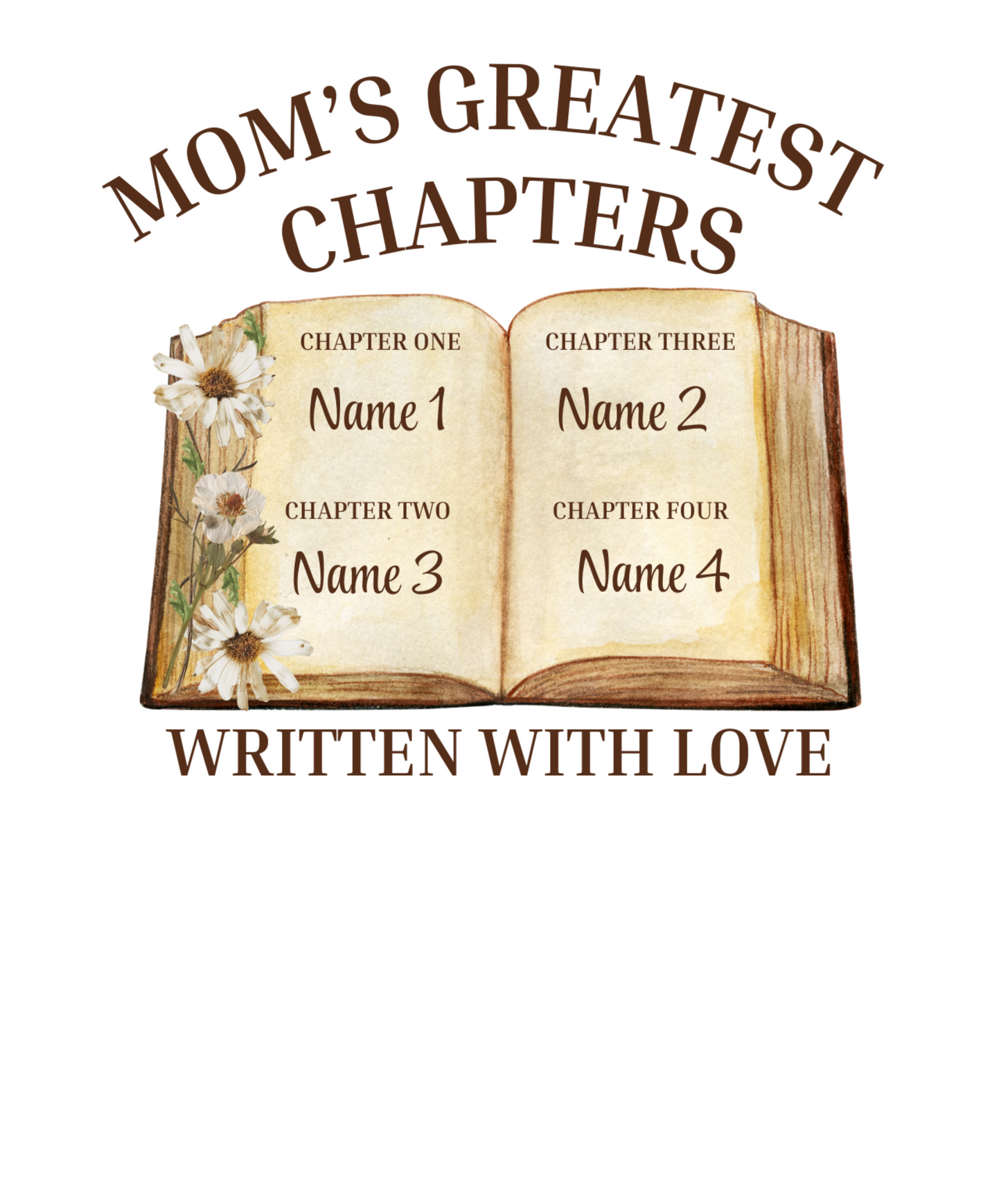 Mom's Greatest Chapters | Personalized Kids Name T-Shirt | Sentimental Mother’s Day Gift Tee