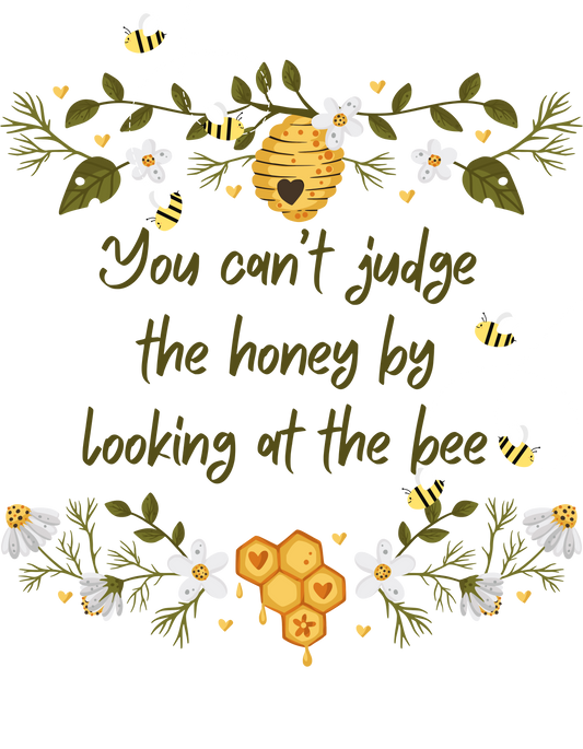 Inspirational Vintage Delicate Floral Mug - "You Can't Judge the Honey by Looking at the Bee" - 11oz Coffee Cup for Nature Lovers
